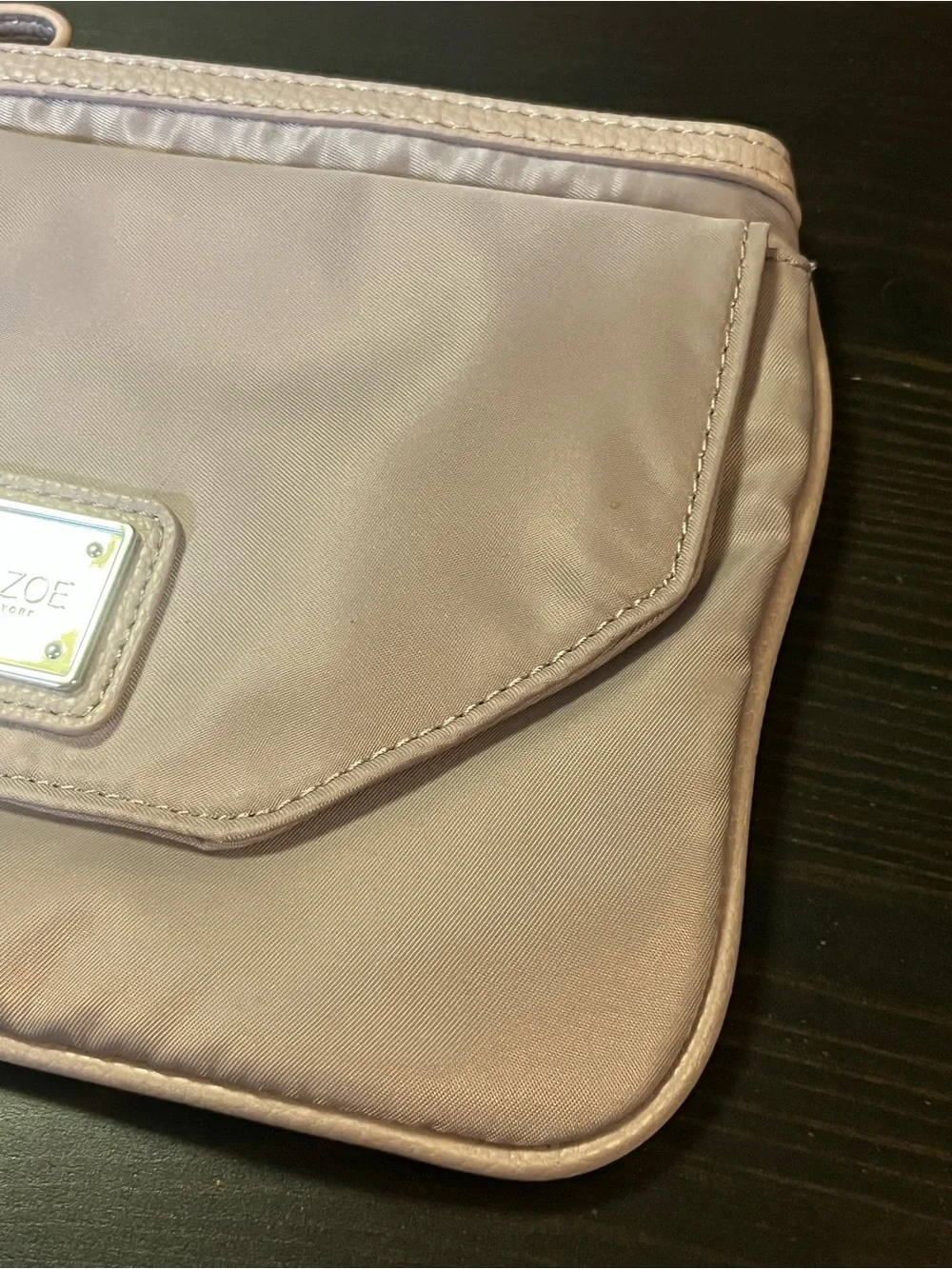 Rachel Zoe Light Lavender Taupe Nylon Wristlet Clutch